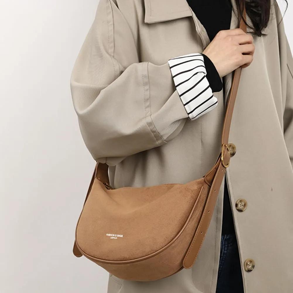 YFGBCX Suede Bag Crossbody Purse for Women 2024 Fall Bag Crescent Purse Fall Suede Shoulder Bag