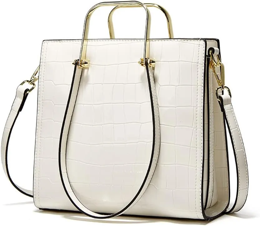 Yohora Women’s Handbag Large Capacity Tote Bag Designer Leather Crossbody Bag Crocodile Pattern Retro Shoulder Purse