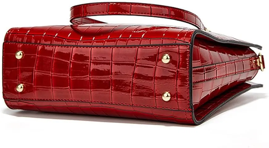 Yohora Women’s Handbag Large Capacity Tote Bag Designer Leather Crossbody Bag Crocodile Pattern Retro Shoulder Purse