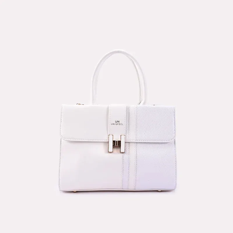 Zephyr White Casual Hand Bags 0331033