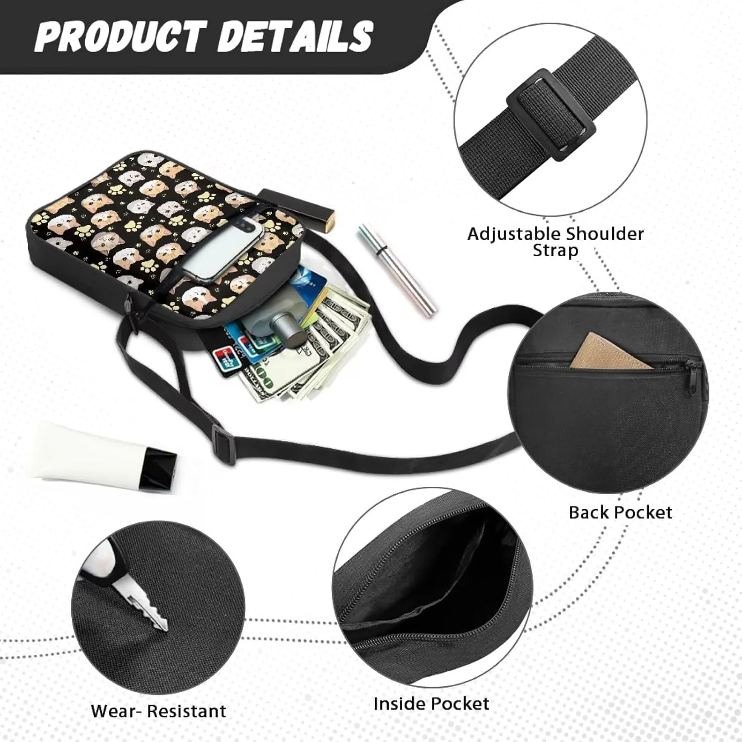 Zipper Messenger Bags Womens Mens Shoulder Bag Multi-pocket Work Office Bag Briefcases for Travelling Outdoors