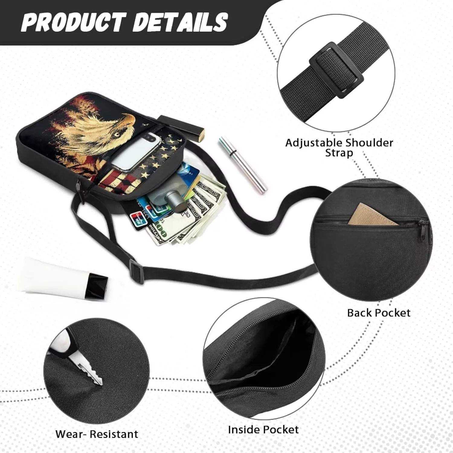 Zipper Messenger Bags Womens Mens Shoulder Bag Multi-pocket Work Office Bag Briefcases for Travelling Outdoors
