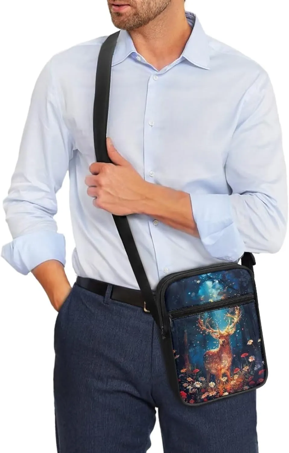 Zipper Messenger Bags Womens Mens Shoulder Bag Multi-pocket Work Office Bag Briefcases for Travelling Outdoors
