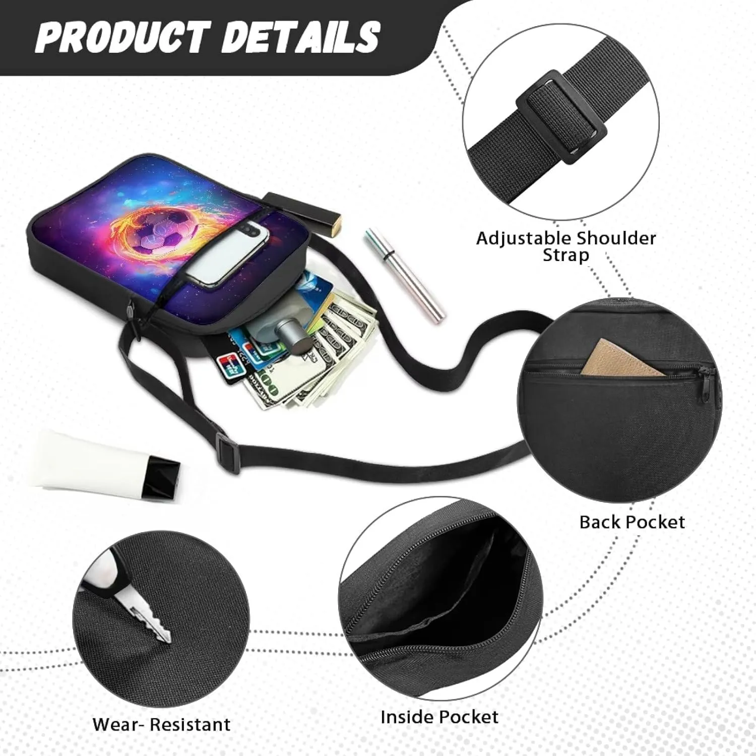 Zipper Messenger Bags Womens Mens Shoulder Bag Multi-pocket Work Office Bag Briefcases for Travelling Outdoors